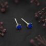 Sterling Silver Sapphire Micro Stud Earrings, thumbnail 1 of 2