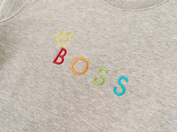 'Boss' Embroidered Adult Organic Sweatshirt, 2 of 2
