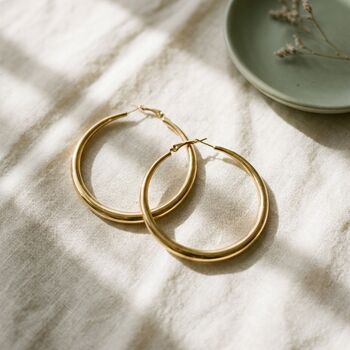 6cm Gold Hoops Non Tarnish Waterproof, 7 of 10