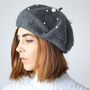 Pearl Embellished Wool Beret, thumbnail 3 of 12