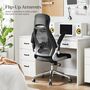 High Back Mesh Office Chair With Flip Up Armrests, thumbnail 3 of 8