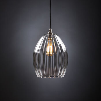 Clear Ribbed Glass Molly Pendant Light, 4 of 9
