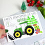 Personalised Green Tractor 1st Christmas Card, thumbnail 1 of 7