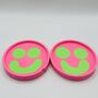 Smiley Face Coasters Neon Pink And Green Set Of Two, thumbnail 9 of 9