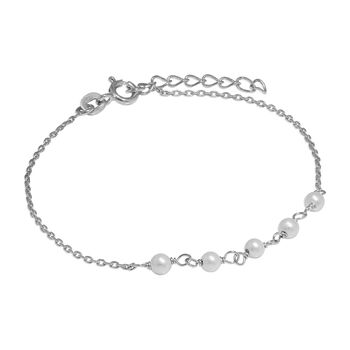 Sterling Silver Fine Bracelet With Five Pearls, 7 of 9