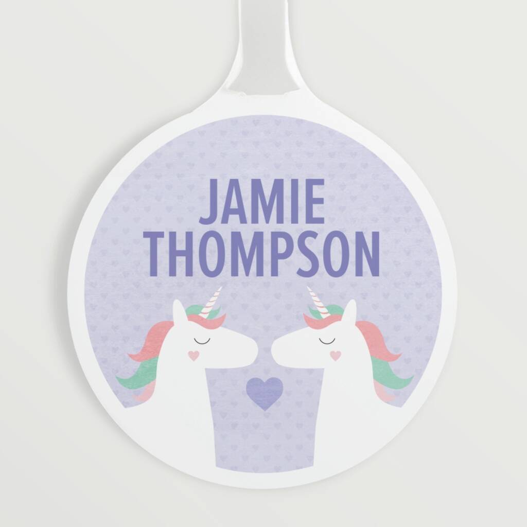 Personalised Unicorn Design Kids Bag Tag, 1 of 3
