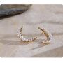 Monaco D’or Pearl Gold Crystal Crescent Moon Gift Stud Earrings, thumbnail 3 of 4