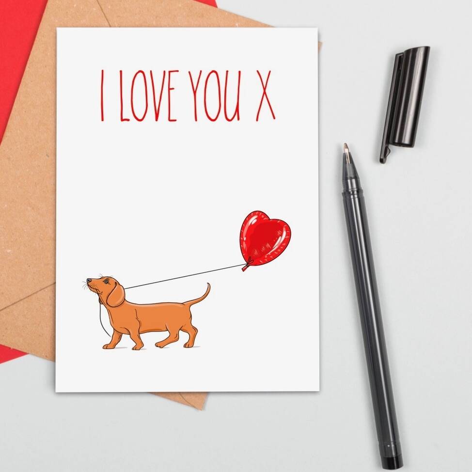Large Size I Love You Dog With Balloon Card, 1 of 2