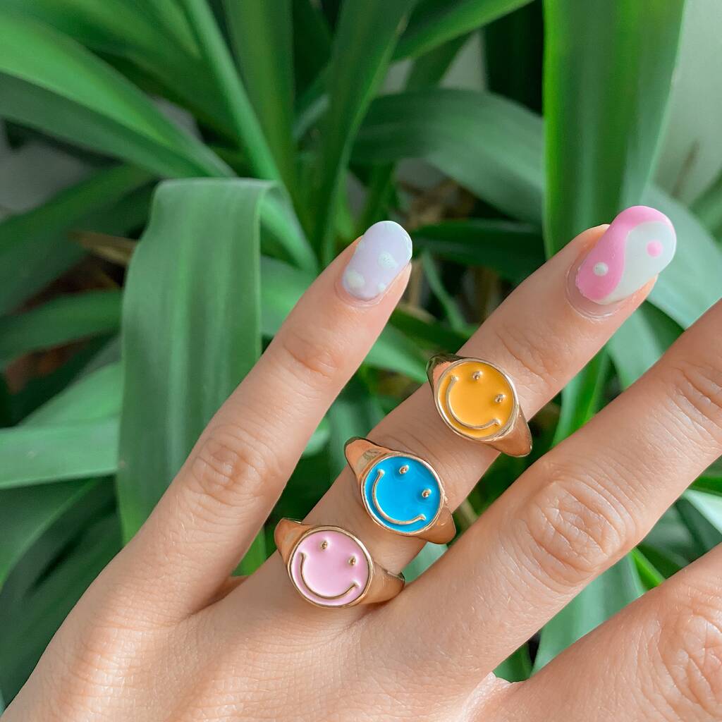 Smiley Face 90s Ring By Rock On Ruby