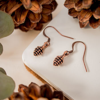 Copper Pine Cone Earrings, 2 of 4