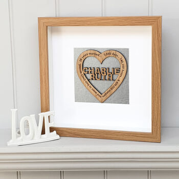 25th Silver Wedding Anniversary Personalised Oak Heart, 2 of 2