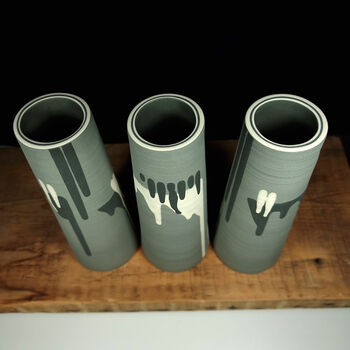 Set Of Three Charcoal Grey Stem Vases, 2 of 5