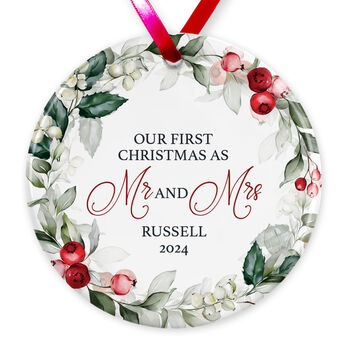 Personalised Newlyweds Christmas Tree Decoration For Husband And Wife, 2 of 2