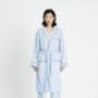 Sky Blue Unisex Relaxed Fit 100% Cotton Oxford Bathrobe, thumbnail 2 of 6