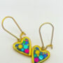 Mini Disco Heart Earrings Handmade With Colourful Sparkles, thumbnail 4 of 10