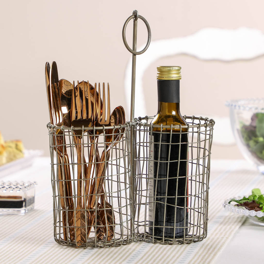 Country Kitchen Double Cutlery Holder Baskets By Dibor