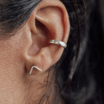 Chevron Curved Bar Stud Earrings, 2 of 6