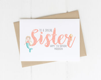 Personalised Girls Mermaid Birthday Card, 4 of 6