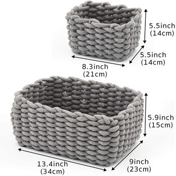 Pack Of Three Woven Cotton Rope Organizer Storage, 2 of 4