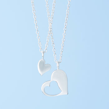 Mum And Daughter Silver Heart Christmas Necklace Set, 4 of 9