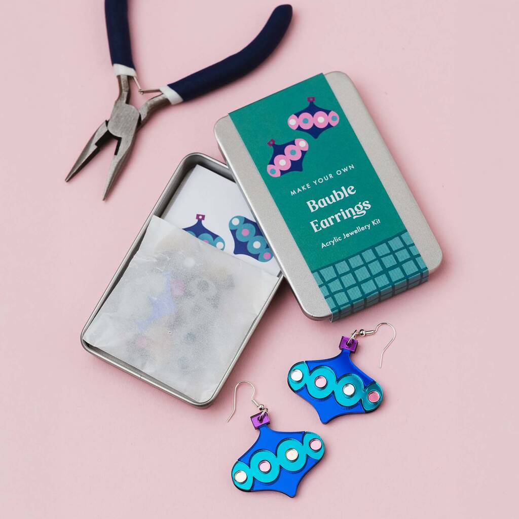 Festive Bauble Earring Making Kit, Diy Jewellery Christmas Craft Kit, 1 of 7