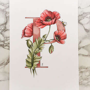 P Is For Poppy Initial Print, Personalised, 2 of 7