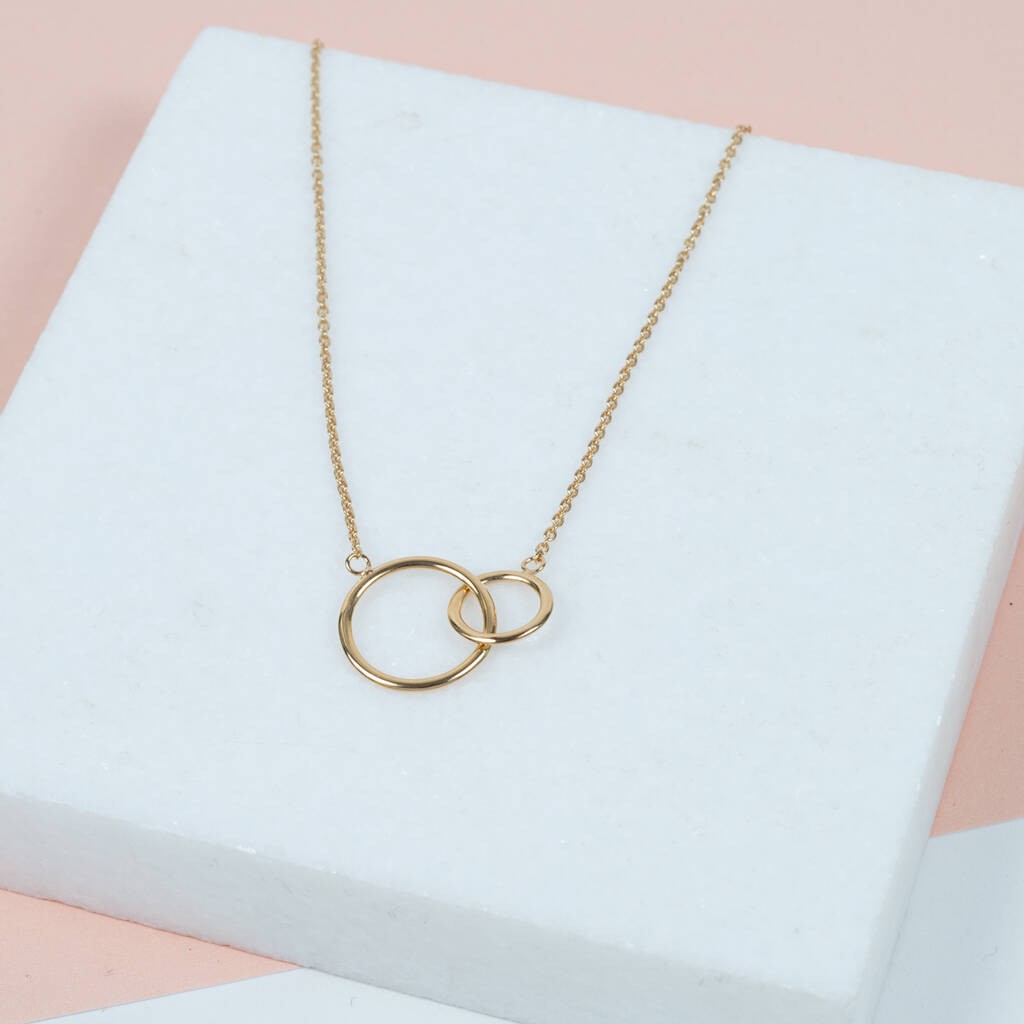 Kelso Yellow Gold Plated Interlinking Rings Necklace By Auree Jewellery ...