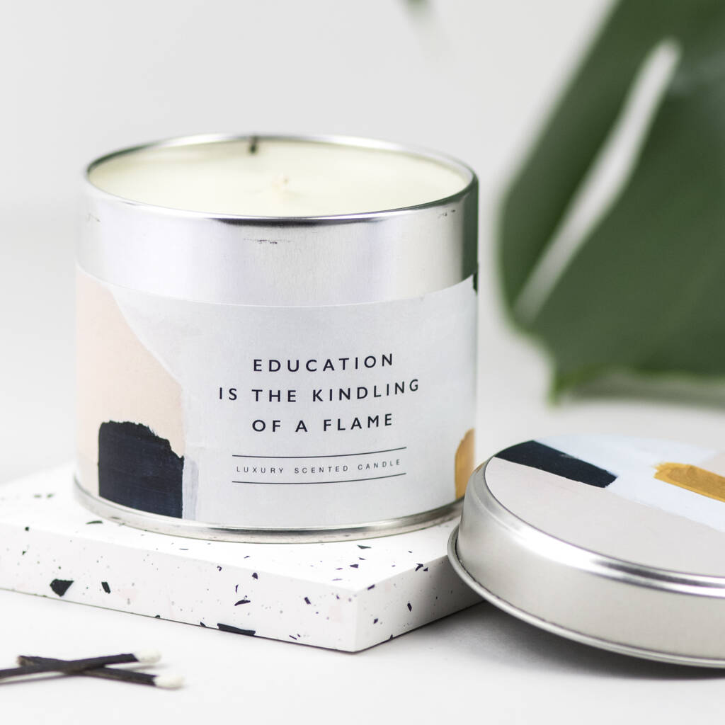 teacher candle with famous quote by bespoke verse