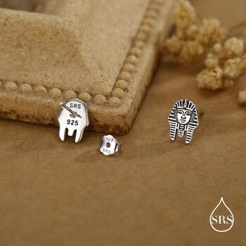 Sterling Silver Egyptian Pharaoh Stud Earrings, 5 of 12