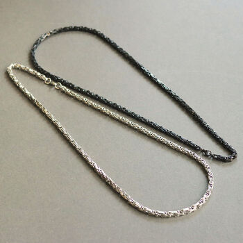 Chain Necklace Black Rope, Link Chain Silver, 8 of 8