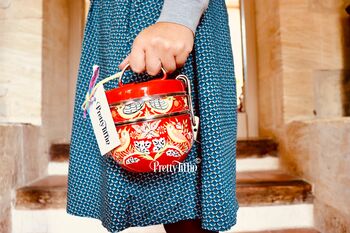 Two Compartment Tiffin Lunchbox William Morris 'Strawberry Thief' Venetian Red, 4 of 4