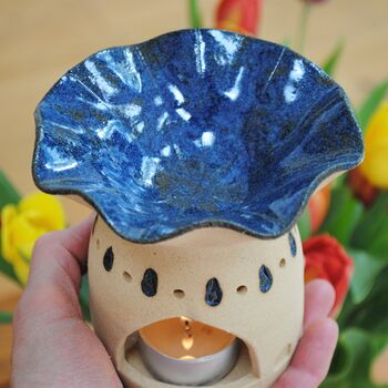 Wax Melt And Oil Burner Handmade Gift Set Navy Blue, 3 of 8