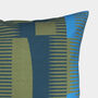 Square Combed Stripe Cushion Olive / Grey / Blue, thumbnail 2 of 2