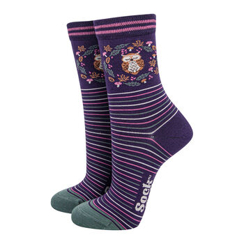 Woodland Animals Bamboo Socks Floral Gift Box Set Women's, 4 of 4