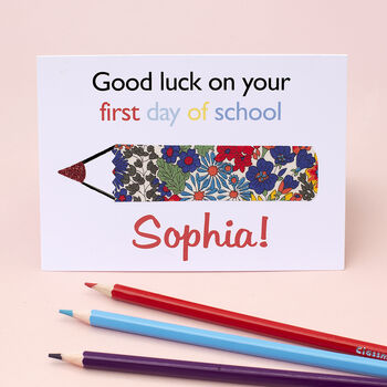 Personalised Liberty Pencil Case And Card First Day Of School Gift, 6 of 6