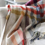 Beige And Bright Stripe Check Lambswool Throw, thumbnail 3 of 6