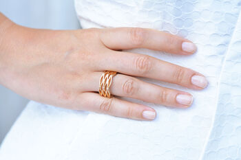 Wide Handmade Gold Ring Onda, 3 of 5