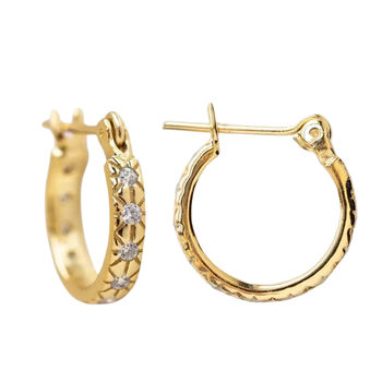 'Dina' Gold Plated Star Gem Hoop Earrings, 3 of 7