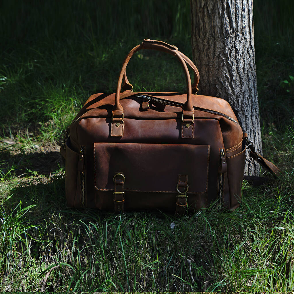 Vintage Look Genuine Leather Weekend Bag By EAZO | notonthehighstreet.com