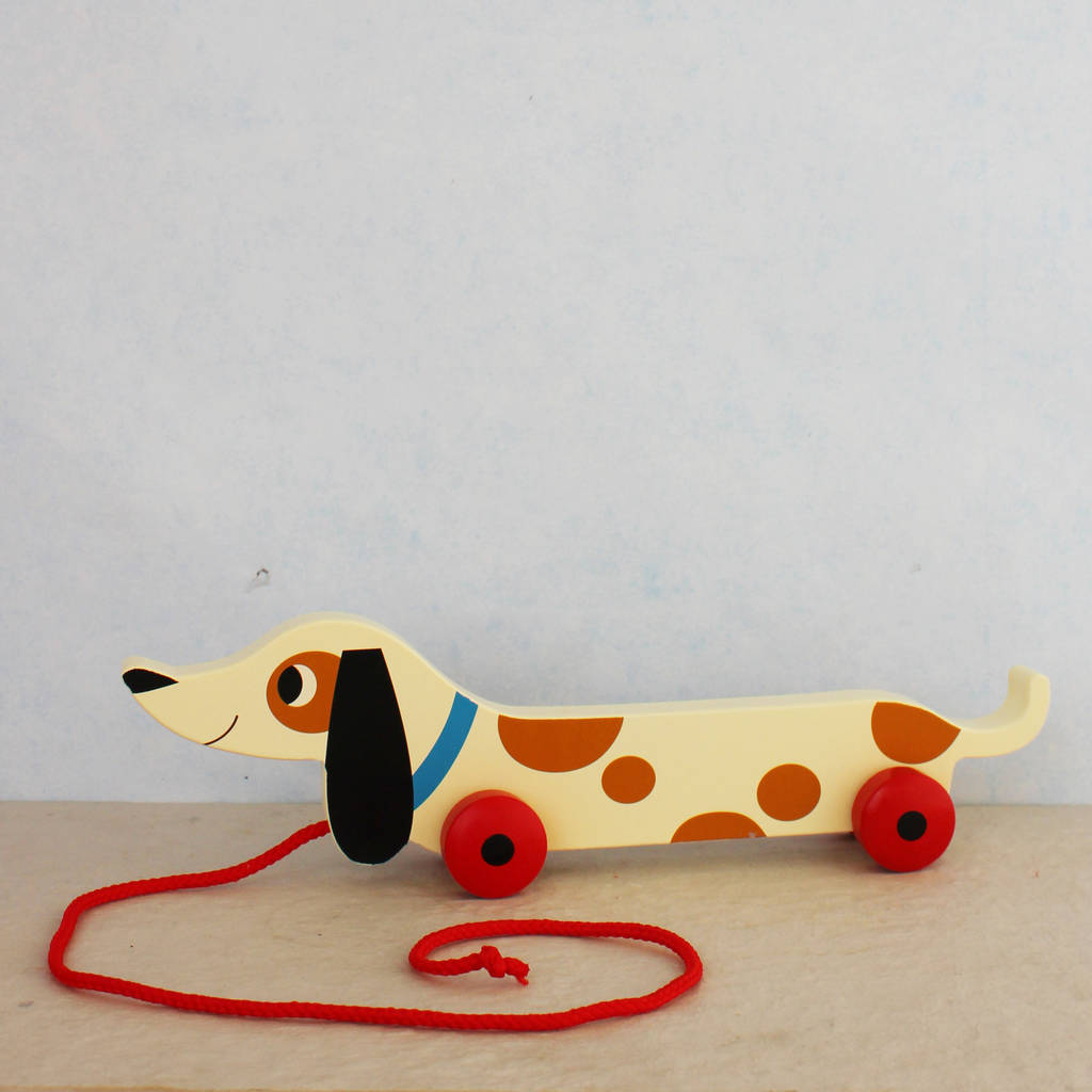 Wooden Pull Along Sausage Dog, 1 of 4