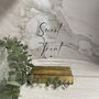 Classic Personalised 'Love is Sweet' Acrylic Sign Clear, A5 Size For Weddings And Events, thumbnail 6 of 6