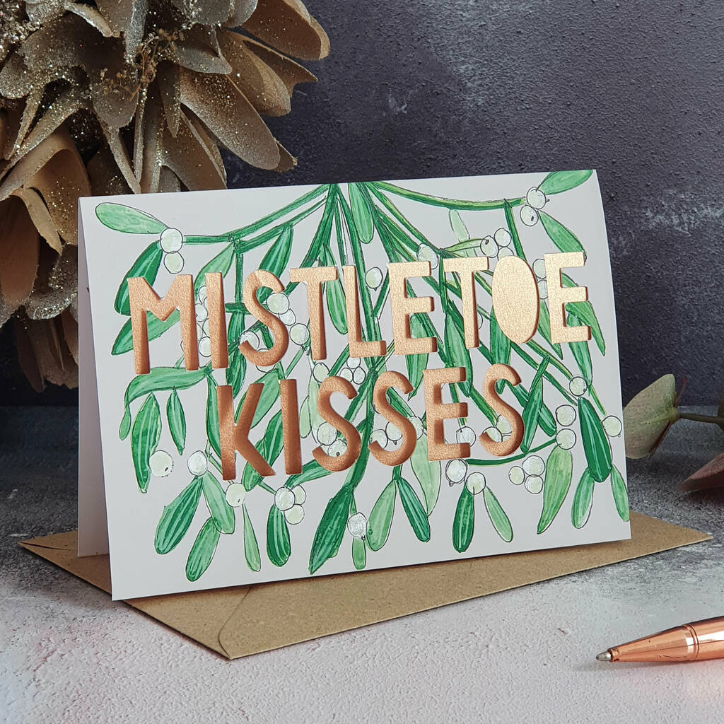 Papercut 'Mistletoe Kisses' Botanical Christmas Card, 1 of 5
