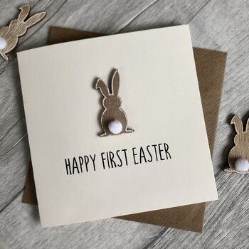Personalised Happy First Easter Painted Rabbit Card, 2 of 4