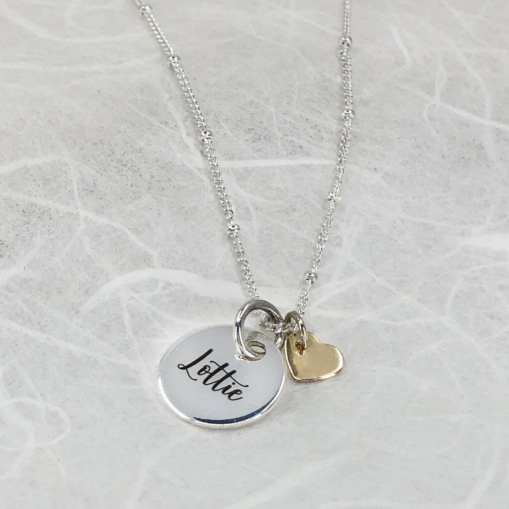 Personalised Silver And 9ct Solid Gold Heart Necklace, 1 of 12