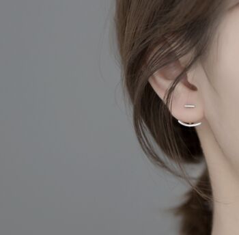 Sterling Silver Minimalist Curve Ear Jacket Stud Earrings, 4 of 6
