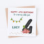 Personalised Dinosaur 4th Birthday Card, thumbnail 2 of 2
