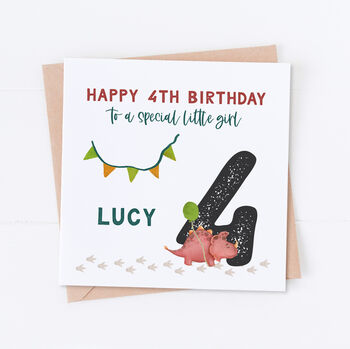 Personalised Dinosaur 4th Birthday Card, 2 of 2