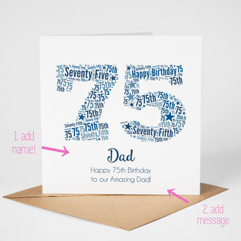 Blue Star Personalised 75th Birthday Card, 2 of 5