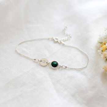 Initial And Birthstone Bracelet In Sterling Silver, 10 of 12