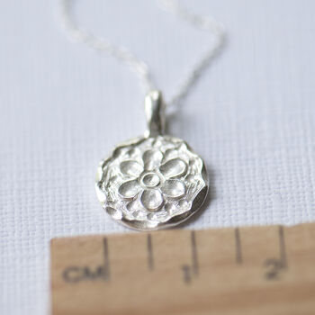 Daisy Handmade Flower Sterling Silver Pendant, 5 of 12